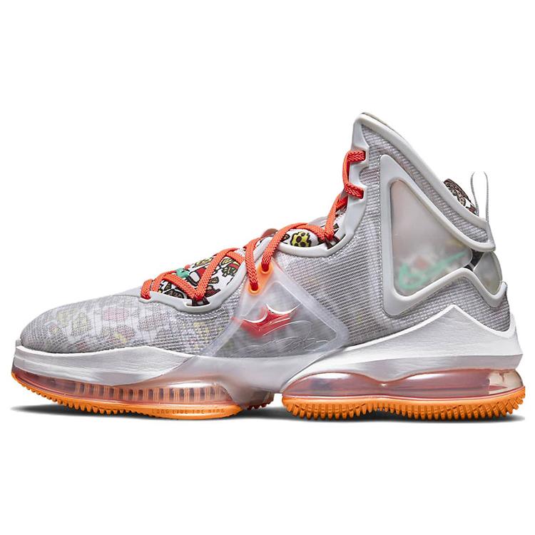 Nike LeBron 19 'Fast Food' (Unisex) Grey / Total Orange / Bright Crimson / Roma Green Basketball Shoes DC9339 001