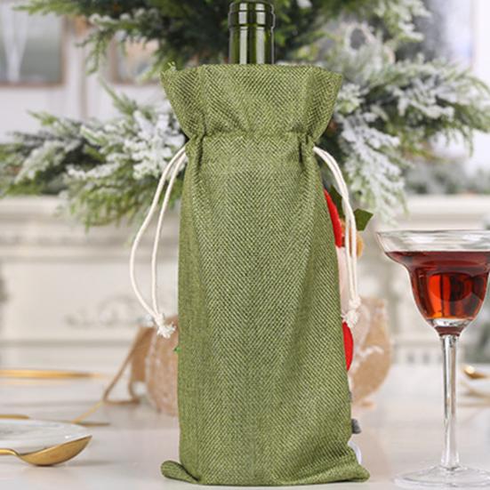 Рождественская сумка для бутылки вина с шнурком Санта-Клаус Олень Снеговик Медведь Мешковина Подарочная сумка для бутылки вина Крышка рождественского праздника Украшение бутылки вина