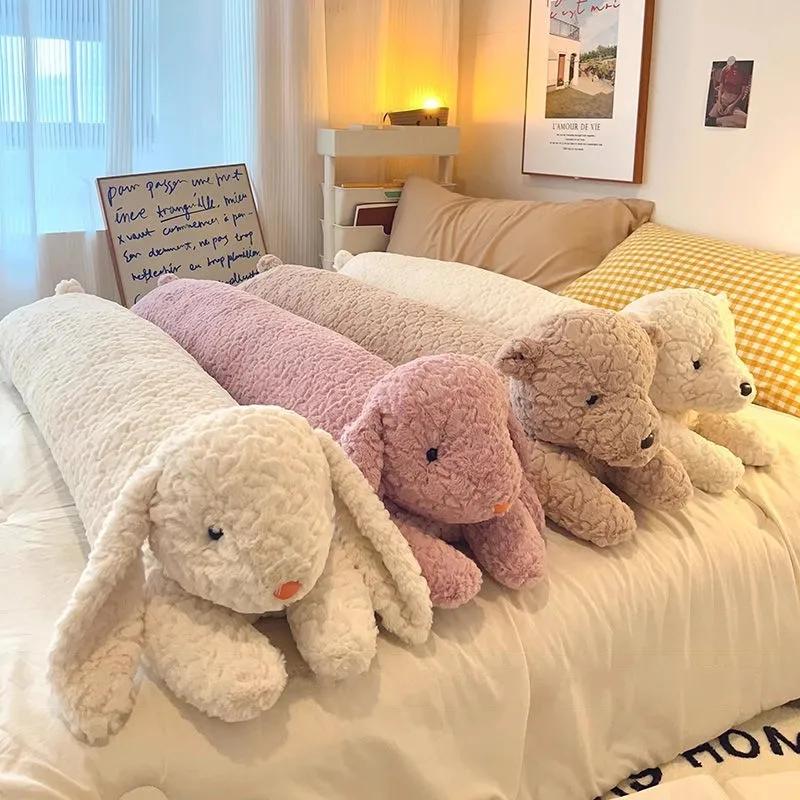 Large Rabbit Body Pillow Long Bear Adorable Stuffed Animal Rabbit Sleeping Cushion Decorative Body Pillow Chair Back Cushion Decor