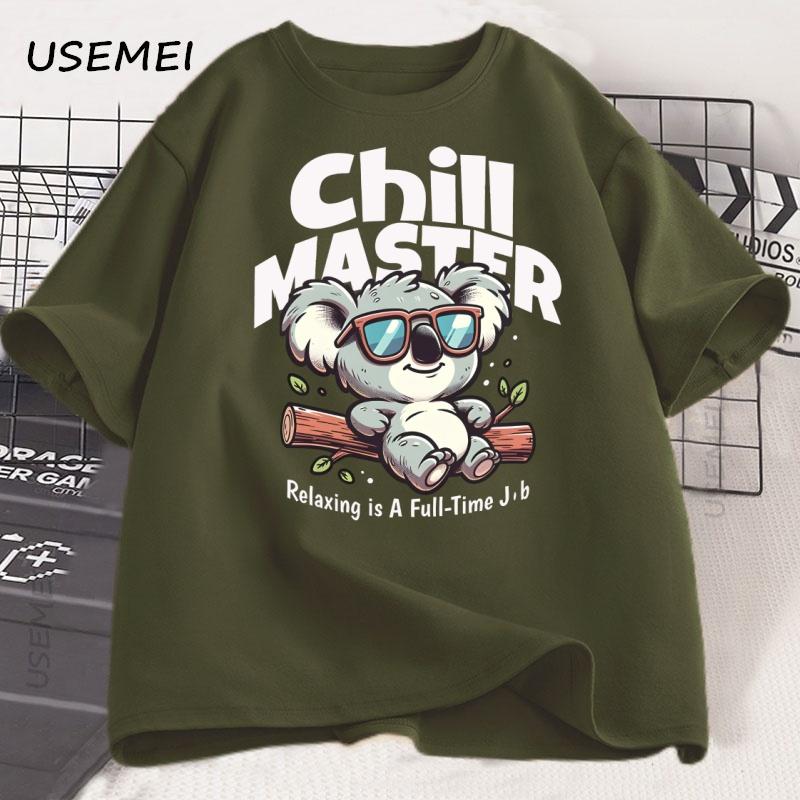Chill Master Koala T Shirt Funny Koala Graphic Tee Animal Lover Gift Unisex Women Summer Casual Cotton Loose Tshirt Male Clothing