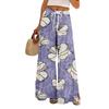 Женские летние брюки-палаццо в стиле бохо с высокой талией, широкие повседневные брюки с цветочным принтом и карманами