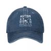 Skeleton Dabbing Autism Unisex Style Baseball Caps Distressed Denim Washed Hats Cap Vintage Outdoor Golf Snapback Cap