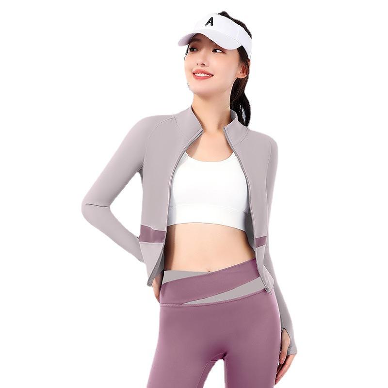 Спортивная куртка с длинным рукавом, женская рубашка на молнии для фитнеса, йоги, спортивный топ, спортивная одежда, быстросохнущие пальто для бега, одежда для тренировок, женская спортивная одежда