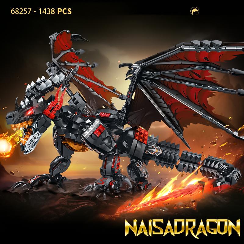 2026 New Western mythology story toy Warcraft Dragon Spray Fire Dragon Assembled Building Block Model Gift Dinosaur