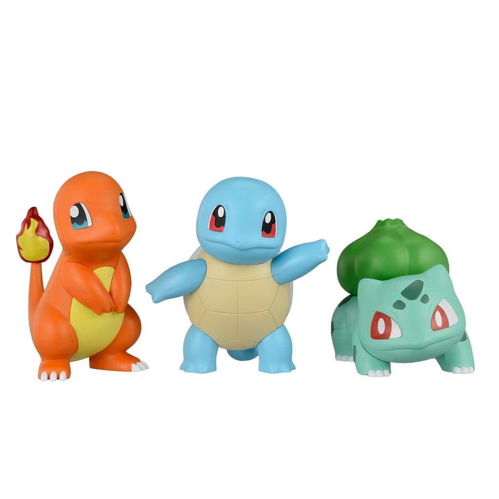 BANDAI SPIRITS Pokemon Plastic Model Collection Quick Charmander Bulbasaur Squirtle Set Plastic Model 11+13+17 & & Color-coded