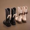 Long Boots for Girls and Children New Winter Long Leather Boots Princess Foreign Girls Plus Cashmere Shoes