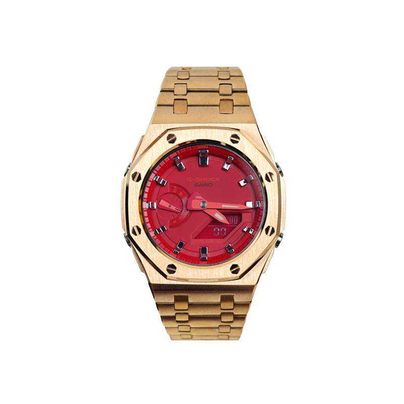 CASIO Unisex Liquid Crystal,Analog Dual Display Series Red Watch GA-2100-4A(Watch1--)