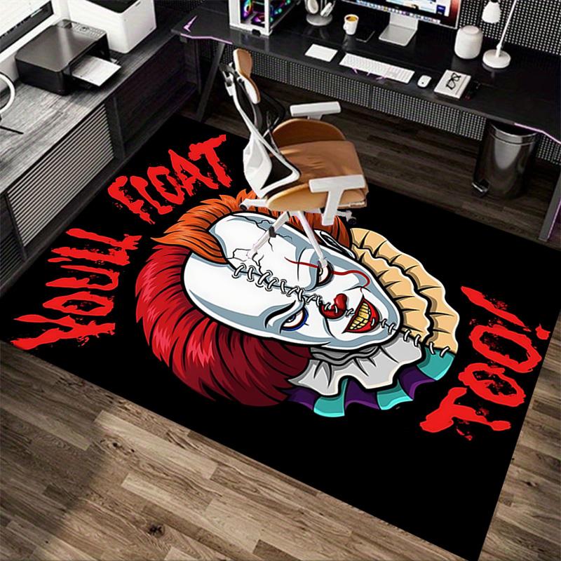 Clown Horror Poster Carpet For Playroom Bedroom Living Room Sofa Home Decorkids Game Area Rug Nonslip Floor Mat