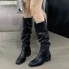 Pointed But Knee Folds Stacked High Boots Sleeve Middle Heel Fashion Boots New In Autumn and Winter