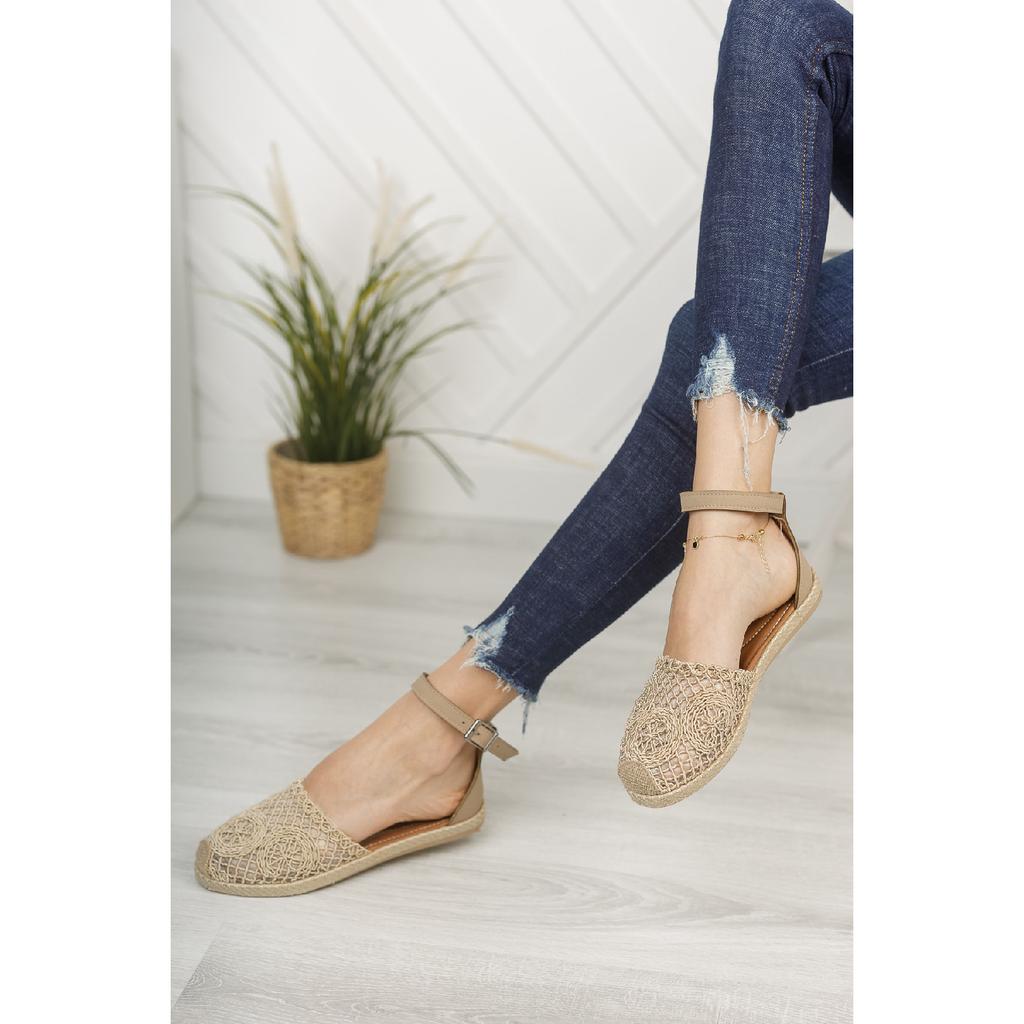 Бежевые женские кружевные сандалии Bg1058-123-0001