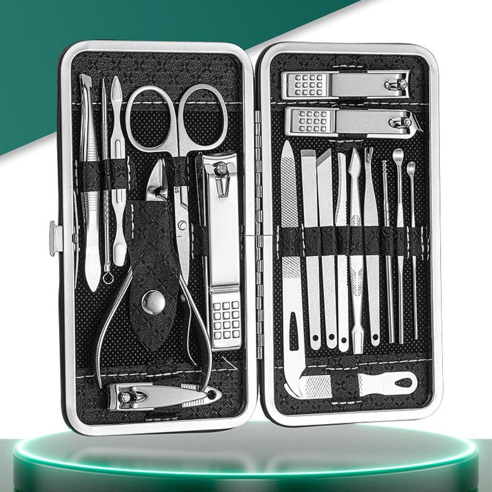 19Pcs Stainless Steel Nail Clippers Set Home Nail Care Kit Fashion Nail Sanding Tool Gift