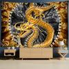 Golden Loong Dragon Totem Tapestry Cartoon Castle Wall Hanging Room Carpet Bedspread Beach Mat Tapis Home Decor Tapestries Art