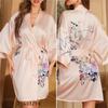 Плюс размер сексуальный женский халат пижамы шелковистый атласный кимоно халат платье юката китайский стиль принт филиал ночная рубашка повседневная домашняя одежда
