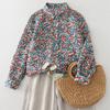Spring Autumn Blue Leaf Floral Print Versatile Artistic Loose Casual Collar Long Sleeve Shirt Blouses & Shirts