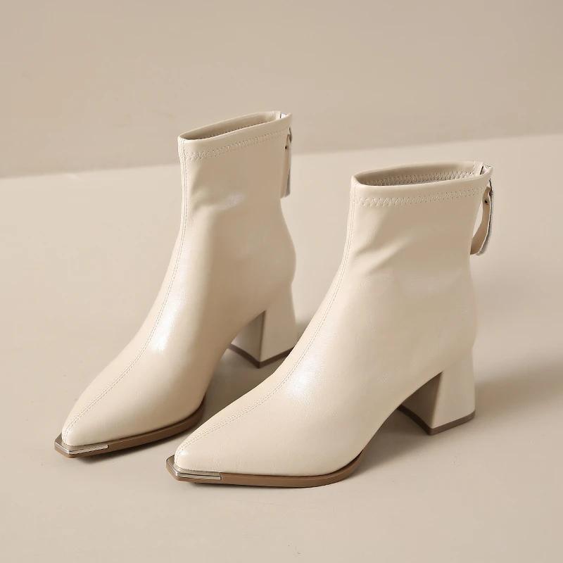 Сексуальные заостренные носки зимние ботильоны женские зимние удобные кожаные туфли женские 2025 тренд элегантные офисные туфли модные туфли Botas Mujer