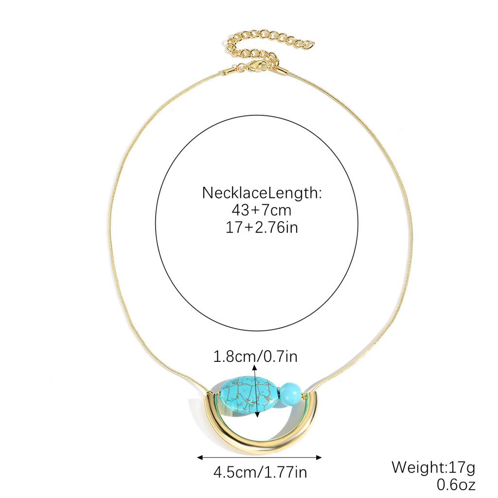 Necklace for Women Natural Turquoise Beaded Jewelry Niche Design Sense Double Teardrop Pendant Turquoise Necklace Beautiful Elegant Necklace for Her