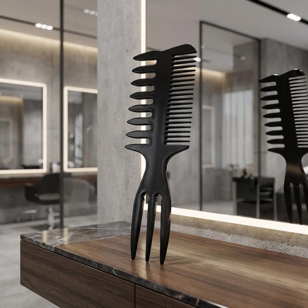 Three-sided hairdressing comb for texturizing barb hair for styling
