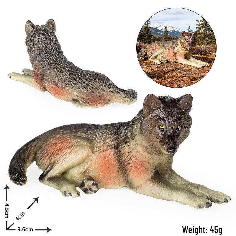 Children's Wild Animal Forest Wolf Toy - Lying Wolf Figurine for Car Decoration