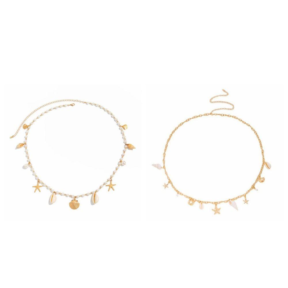 Shell Starfish Waist Chain Adjustable Beads Belly Chain Elegant Imitation Pearl Body Chain Party