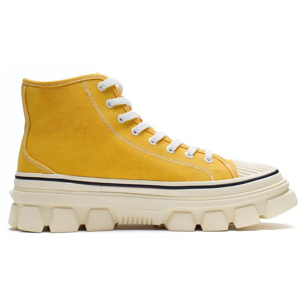 Li Ning CF Flow Trendy Casual Non-Slip Wear-Resistant Support High-Top Sports Shoes Unisex Sneakers Yellow AGCS206-7