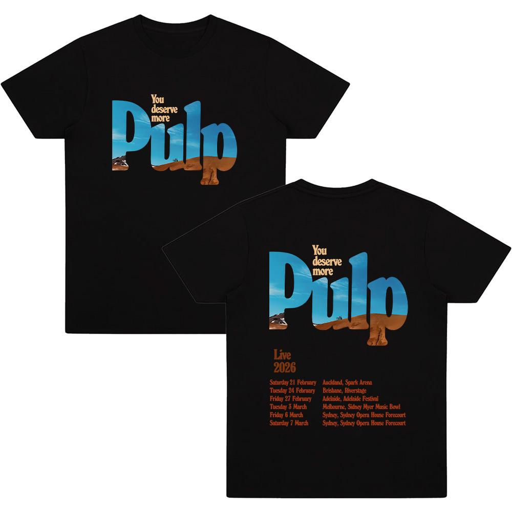 Pulp Band Live 2026 Футболки Рок-группа Печать Футболки Гранж Хип-хоп Унисекс Уличная одежда Хлопок Женщины Мужчины Футболки Высокое Качество Новые