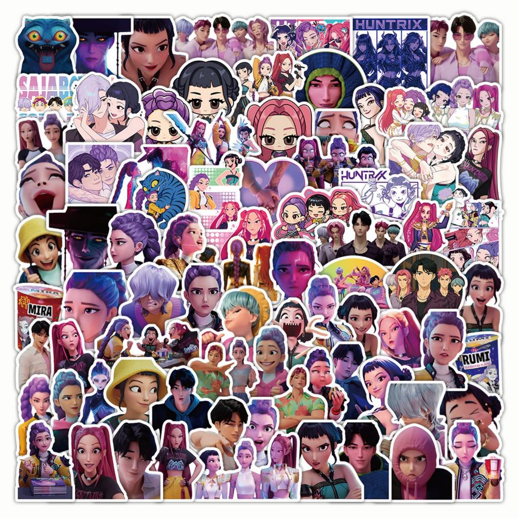 100pcs Suitcase Stickers Waterproof Stickers Scooter Computer Tablet Cartoon Decoration