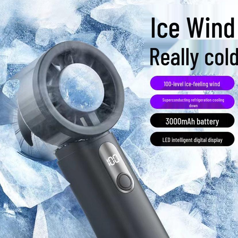 2026 Rechargeable High-Speed Variable-Speed Handheld Cooling Fan with Portable Ice Pack for Outdoor Use