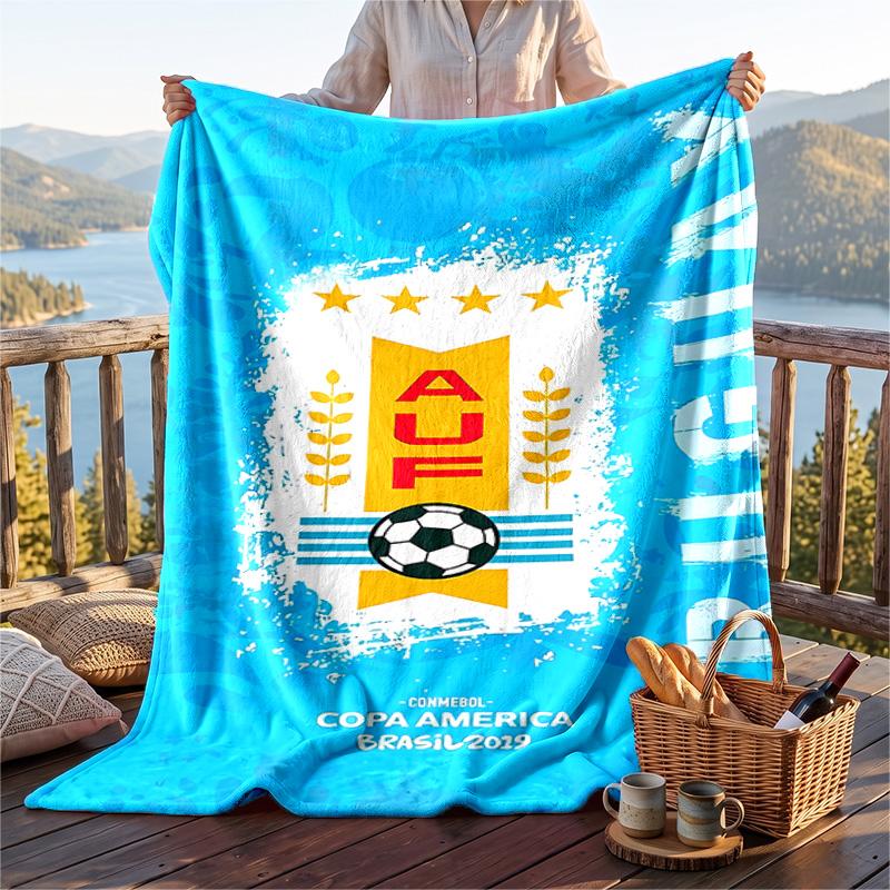 Warm Flannel Blanket Uruguay National Team Pattern, Lightweight Comfortable Throw Blanket for Bed Sofa Use