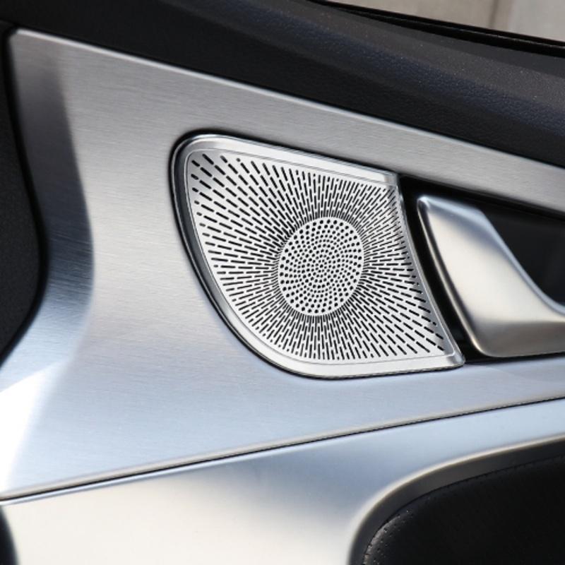 4PCS Car Stainless Steel Interior Door Tweeter Speaker Protective Covers for Genesis G70 -2026 Left-Hand Drive Accessories