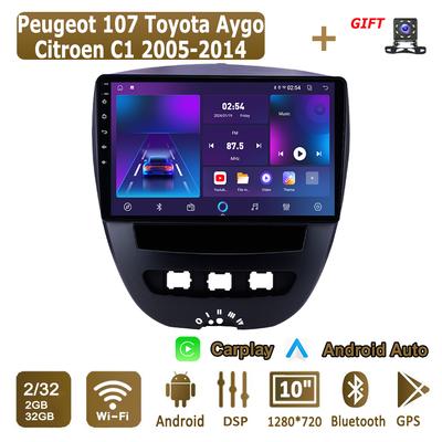 Android Carplay автомобильное радио для Peugeot 107 Toyota Aygo Citroen C1 2005-2014 мультимедийный проигрыватель головное устройство стерео GPS навигация BT WIFI 2+32 ГБ