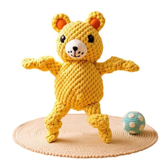 Plush Dog Toy Squeaky Animal Elephant Duck Puppies Chew Toy Interactive Fox Frog Crinkle Toy with Arm Leg Knots for Large Medium Small Dogs