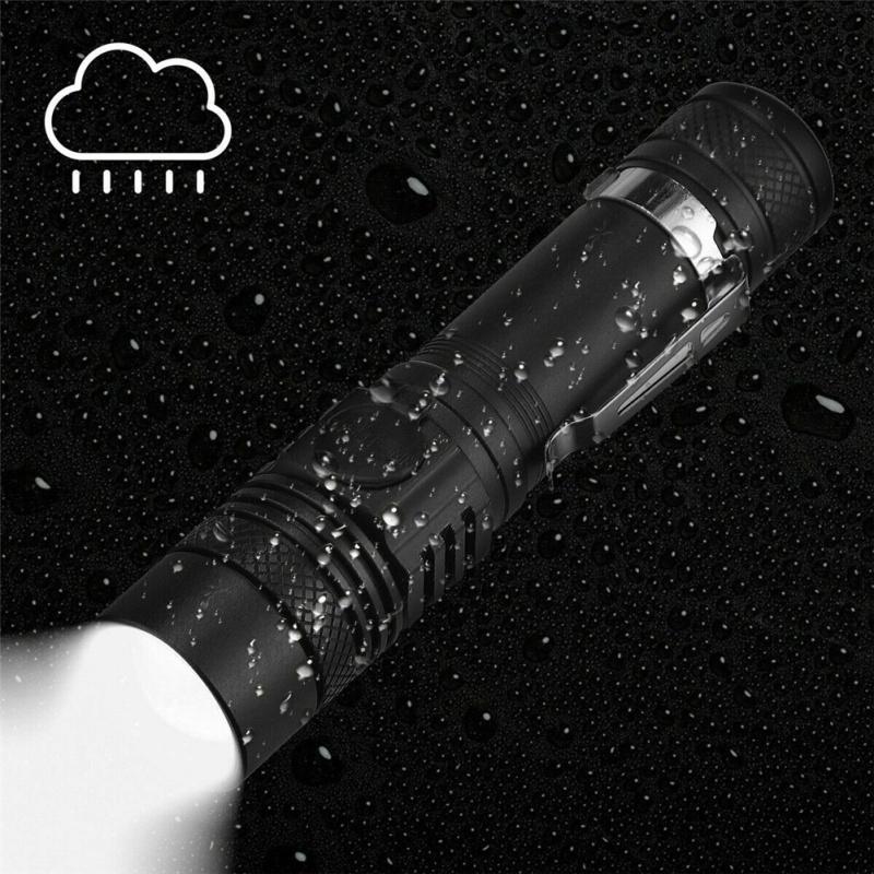 Мощный светодиодный фонарик Usb перезаряжаемый зум-факел T6 Ручная лампа-вспышка для кемпинга