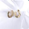 Oval Hollow Hammer Pattern Gold Color Geometric Pendant Earring for Women Fashion Personality Brincos Wedding Jewelry
