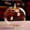 Glass Round Hollow Candle Holder Transparent Glass  Candle Holder  Wedding