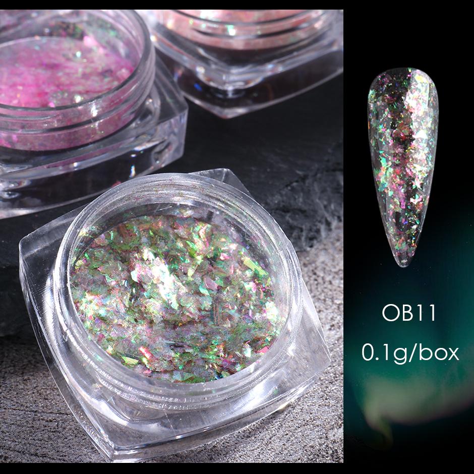 1 коробка Aurora Opal Flakes, блестящие блестки для ногтей, блестящие пайетки, украшение для дизайна ногтей