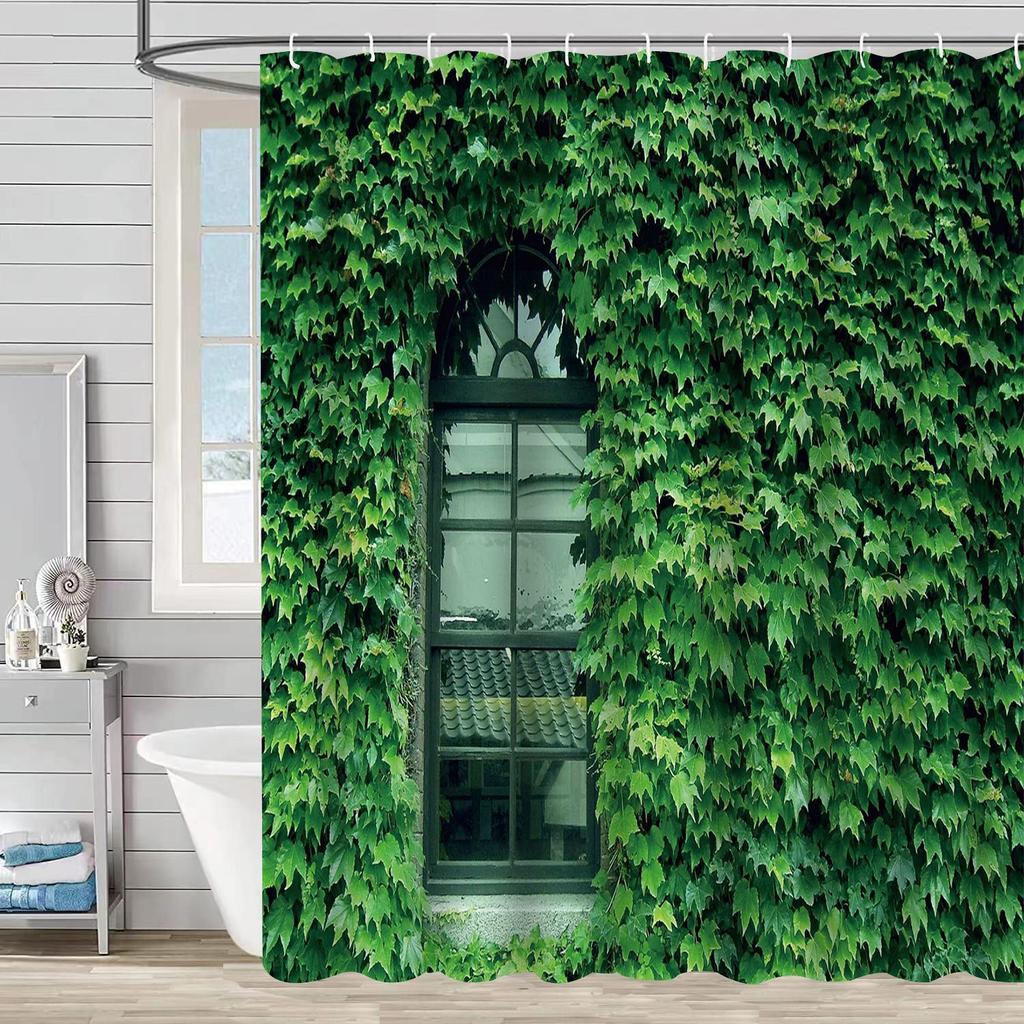 Водонепроницаемая и устойчивая к плесени душевая штора с 3D цифровой печатью, с принтом растений и камней, перегородка для душа и ванной