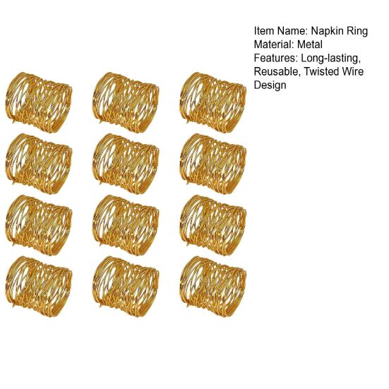 Yousheng Twisted Wire Napkin Rings Wire Mesh Napkin Holders Golden Metal Napkin Rings Dining Table Accessories for Party Wedding Christmas Gatherings