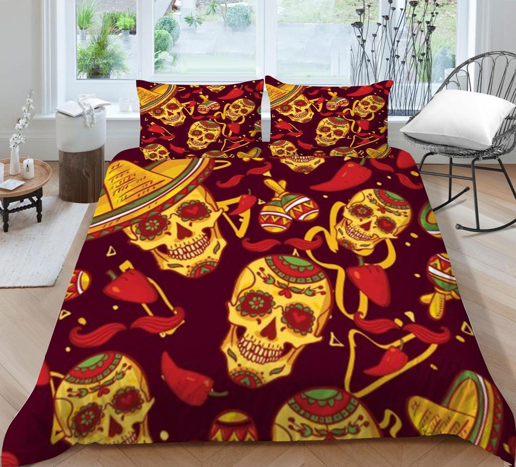 Bedding Suit 3D Skull Print Bed Cover Home Bedclothes  Fashionable Duvet Cover Sets Polyester Single Double King Size