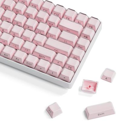 113 клавишных колпачков Jelly Round Side Keycaps Ice Crystal Translucent Pink OEM Profile Key cap для механической клавиатуры Cherry MX 61 68 104