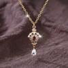 Изысканная личность белый кристалл циркон капля воды кулон ожерелье классическая ретро золотой цвет ключицы цепь