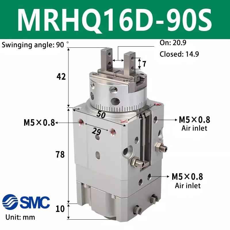 SMC swing gripper rotating clamping finger cylinder MRHQ10D/16D/20D/25D-90S-180S-N