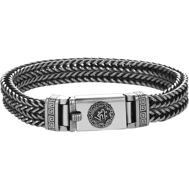 New Hand-Woven Silver Men's Bracelet Fashion Trend Personality Chinese Style Retro Creative Thai Silver Jewelry Accessories
