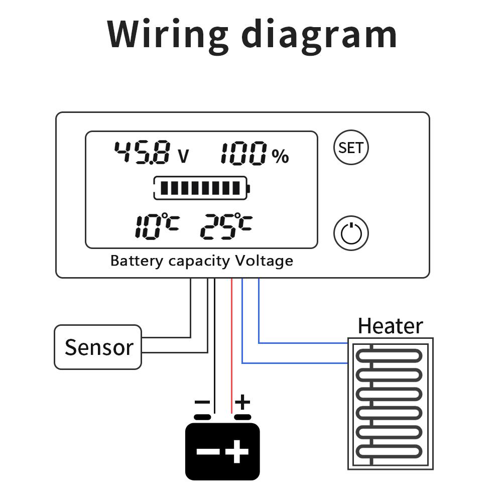 Индикатор емкости аккумулятора DC 10V-100V Свинцово-кислотный Литиевый LiFePO4 Автомобильный Мотоциклетный Вольтметр с контролем температуры