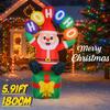 5.91FT Christmas Inflatable Toys Xmas Yard Lawn Party Decoration Santa Claus Gift Box Home Supplies Ornaments with LED Light