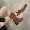 Fashion Retro Middle Heel Women's Half High Boots Autumn Winter New Rock Trend 2025 Comfortable and Elegant Gothic Ladies Mid Calf Shoes