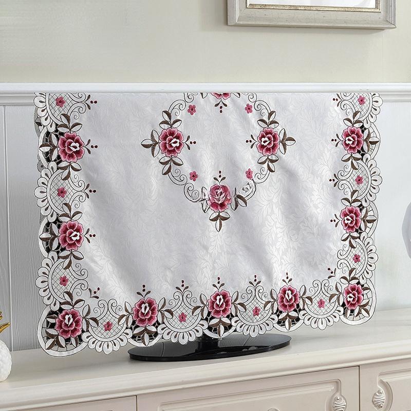 Table Cloth Milky Elegant Luxury Embroidered Tablecloth Table Juppe Satin Jacquard Flower Dining Table Cover Tv Cabinet Cover