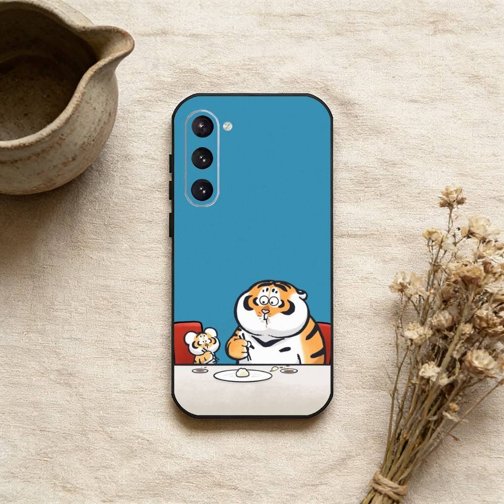 Милый Толстый Маленький Тигр Чехол для Телефона Для Samsung Galaxy A73,A72,A71,A70,A52,A51 Другие Мягкий Черный Чехол