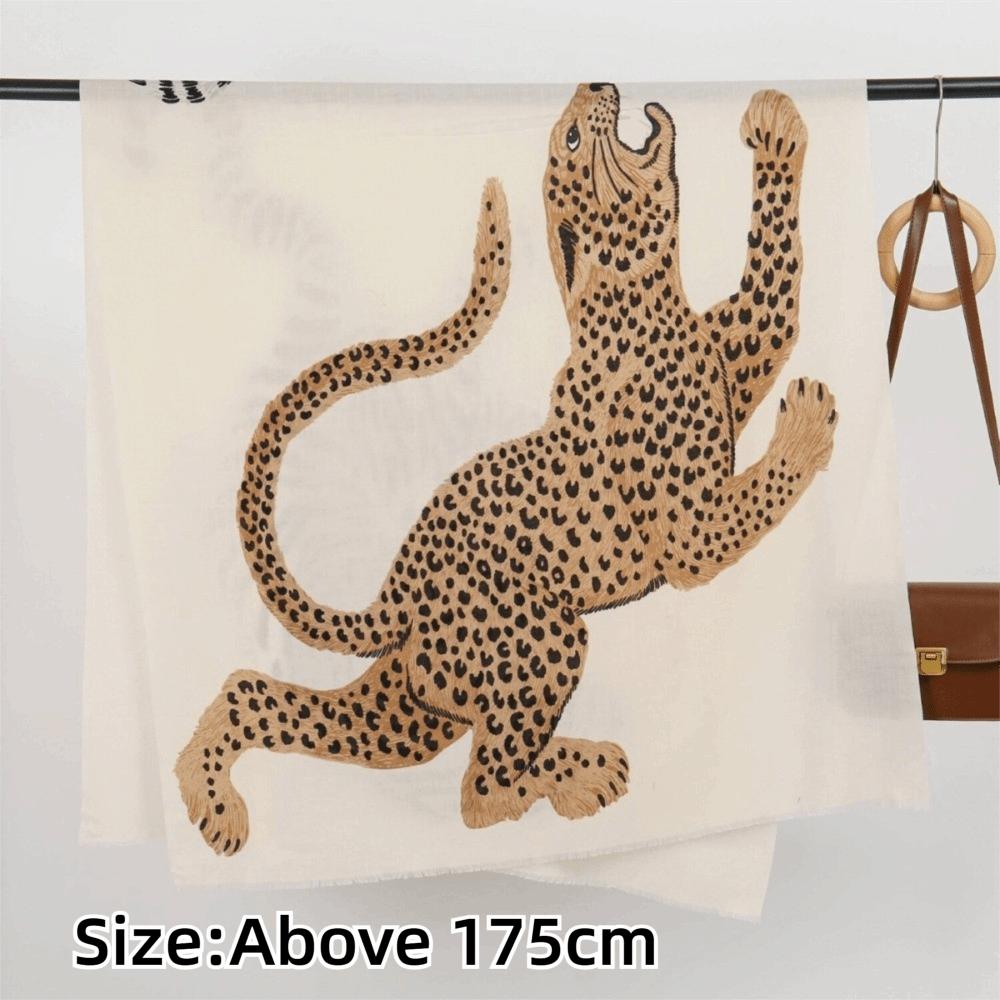 Fringed Edge Silk Scarf Leopard Print Fringed Shawl New Leopard Print Scarf Head Styling