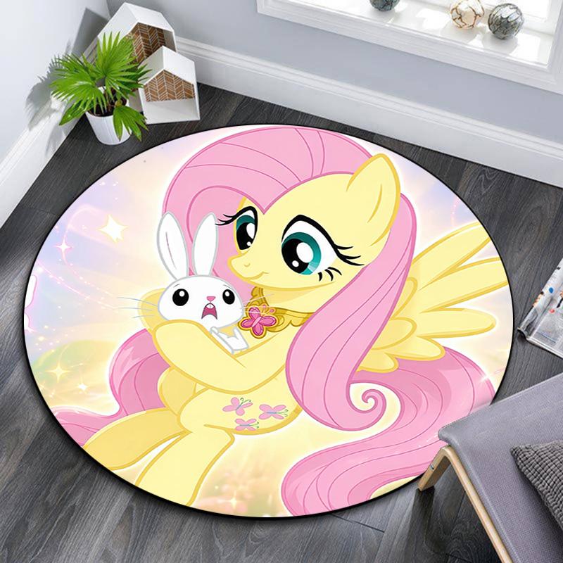 My Little Pony Round Area Rug,Carpet Rug for Living Room Bedroom Sofa Playroom Decor,Non-slip Floor Mat
