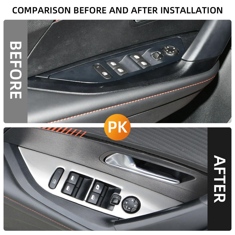 4 шт. Накладка на панель управления стеклоподъемниками и блокировкой дверей на подлокотнике для Peugeot 2008 2020 - 2022 LHD Декоративная накладка Аксессуары LHD